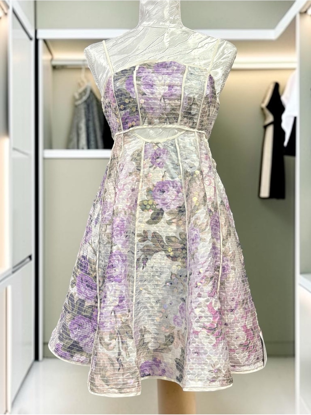 ASOS design Floral Sequined Fit-and-Flare Dress in Lavender